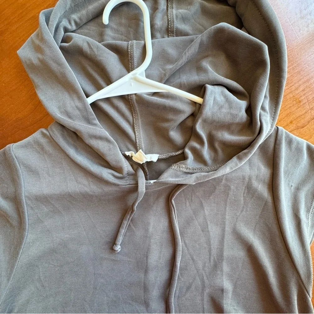 Elan Soft Black Dress Hooded Cap Sleeve Pull Over Pockets USA Made - Picture 8 of 12